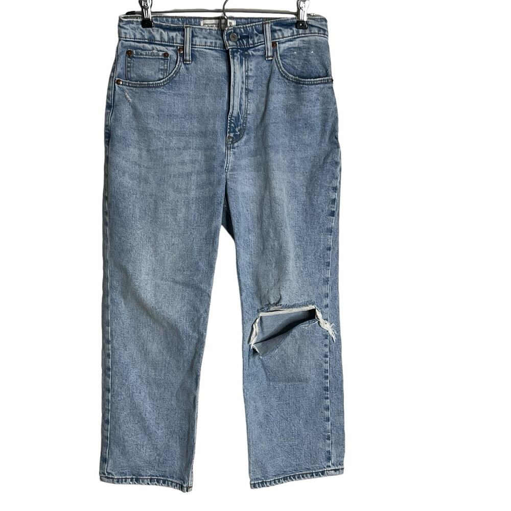Abercrombie & Fitch Jeans Size 28 Ultra High Rise Ankle Straight Distressed Y2K - Picture 2 of 11